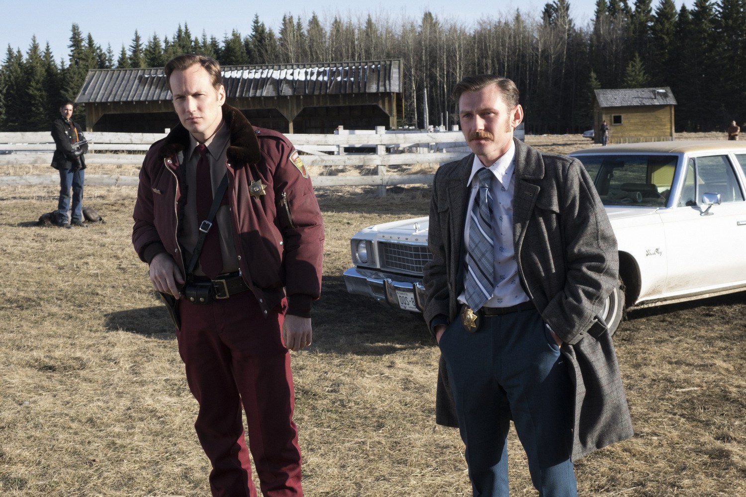FARGO -- ÒDid You Do This? No, you did it!Ó -- Episode 207 (Airs Monday, November 23, 10:00 pm e/p) Pictured: (l-r) Patrick Wilson as Lou Solverson, Keir O'Donnell as Ben Schmidt. CR: Chris Large/FX