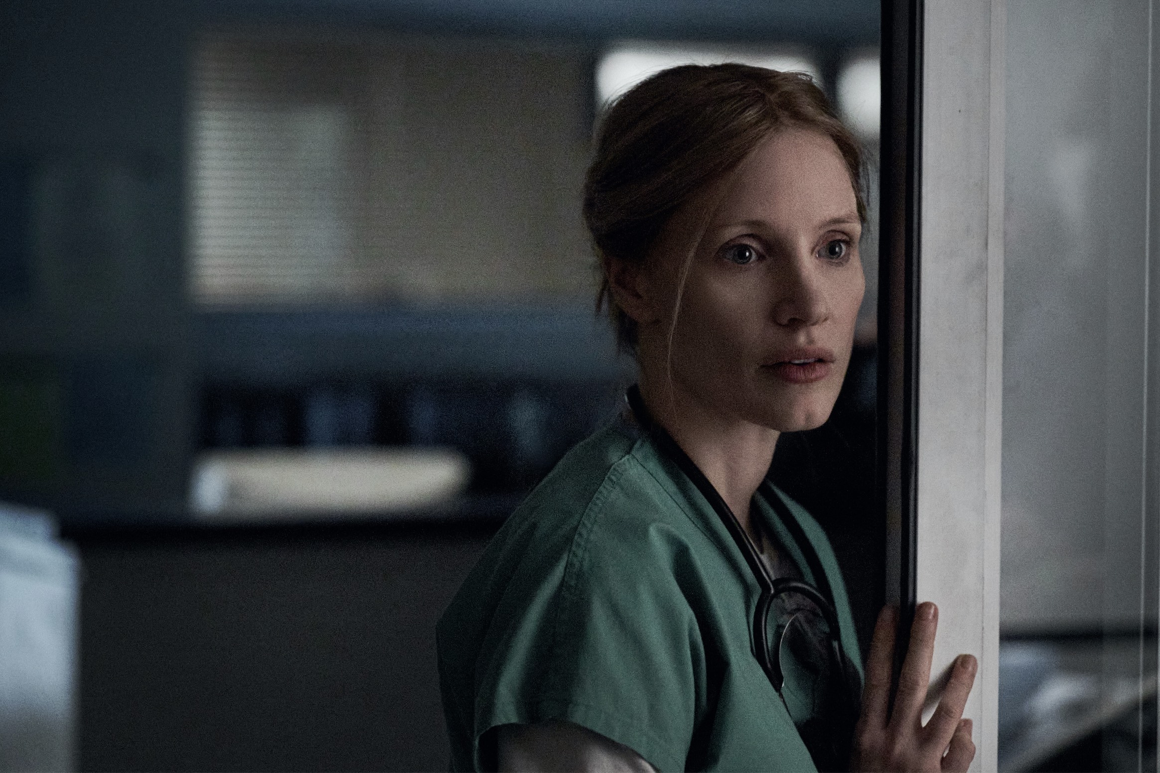 The Good Nurse Cast on Netflix - Jessica Chastain as Amy Loughren