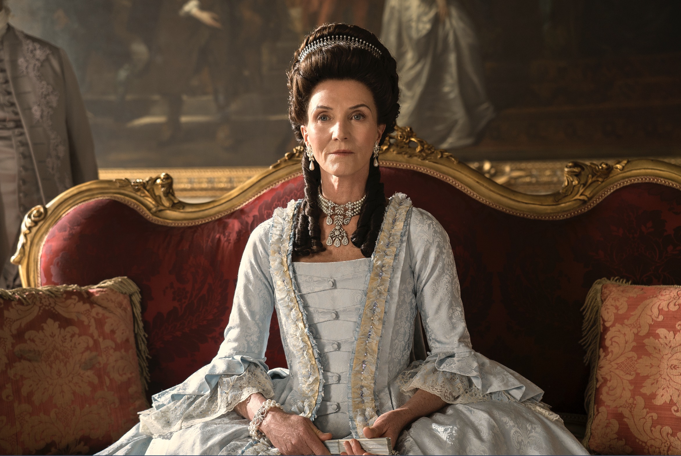 Queen Charlotte Cast on Netflix - Michelle Fairley as Princess Augusta
